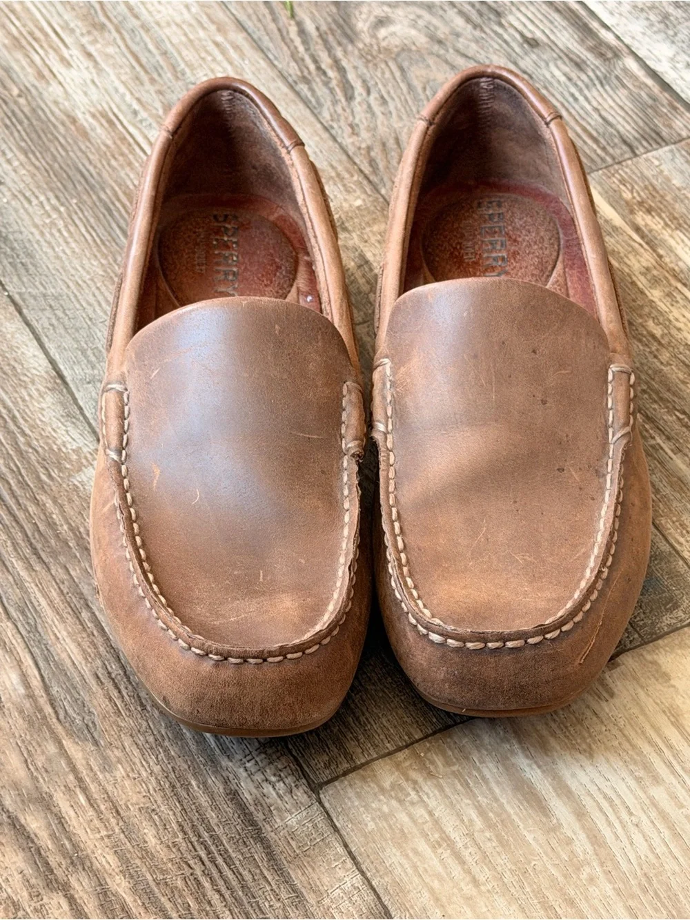 Sperry Men’s Brown Leather Slip-On Driving Loafers